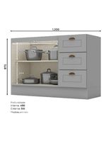 Balcão De Pia 120 Cm Nova York Cinza – Henn
