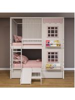 Beliche Casinha Reta 2 Janelas 2 Gav Escorregador Rosa