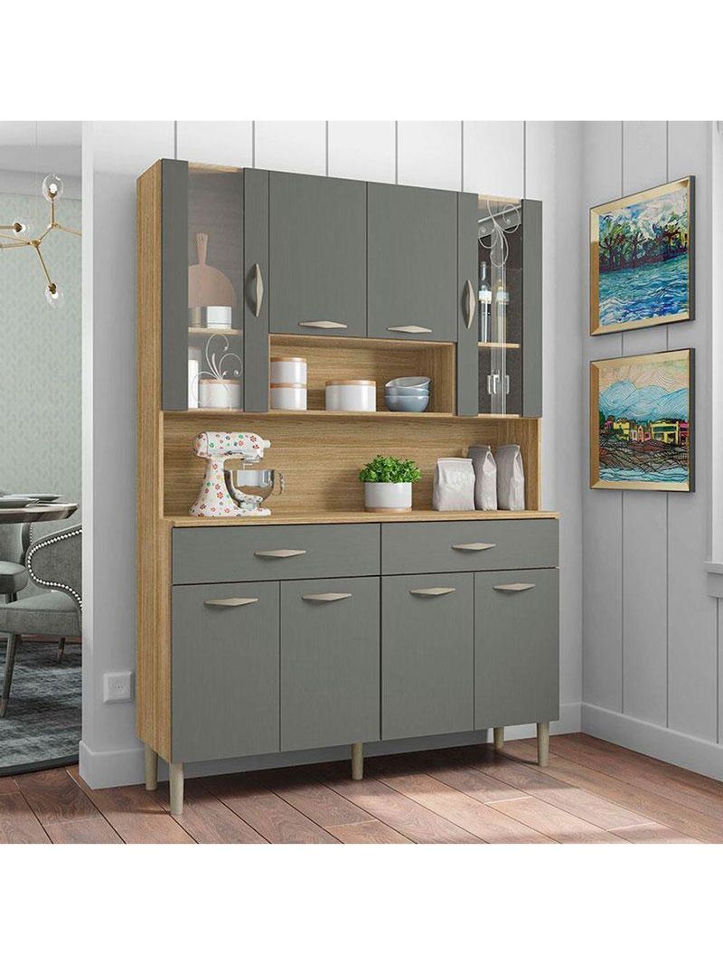 Kit Cozinha Ambiente Golden 8 Portas Freijó Gris - Kits Paraná