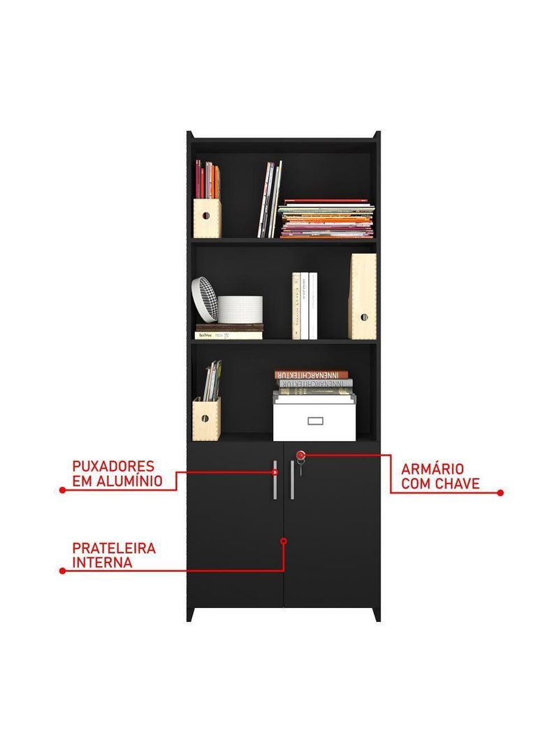 Armário Para Escritório Office Preto Notável Móveis Preto