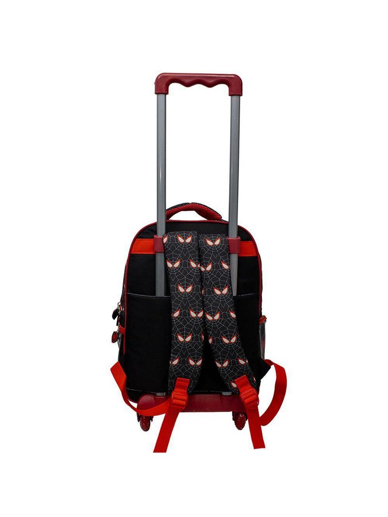 Kit Mochila Escolar Infantil de Rodinhas com Lancheira e Estojo Yins em PVC 3D Kids Spider - Preto