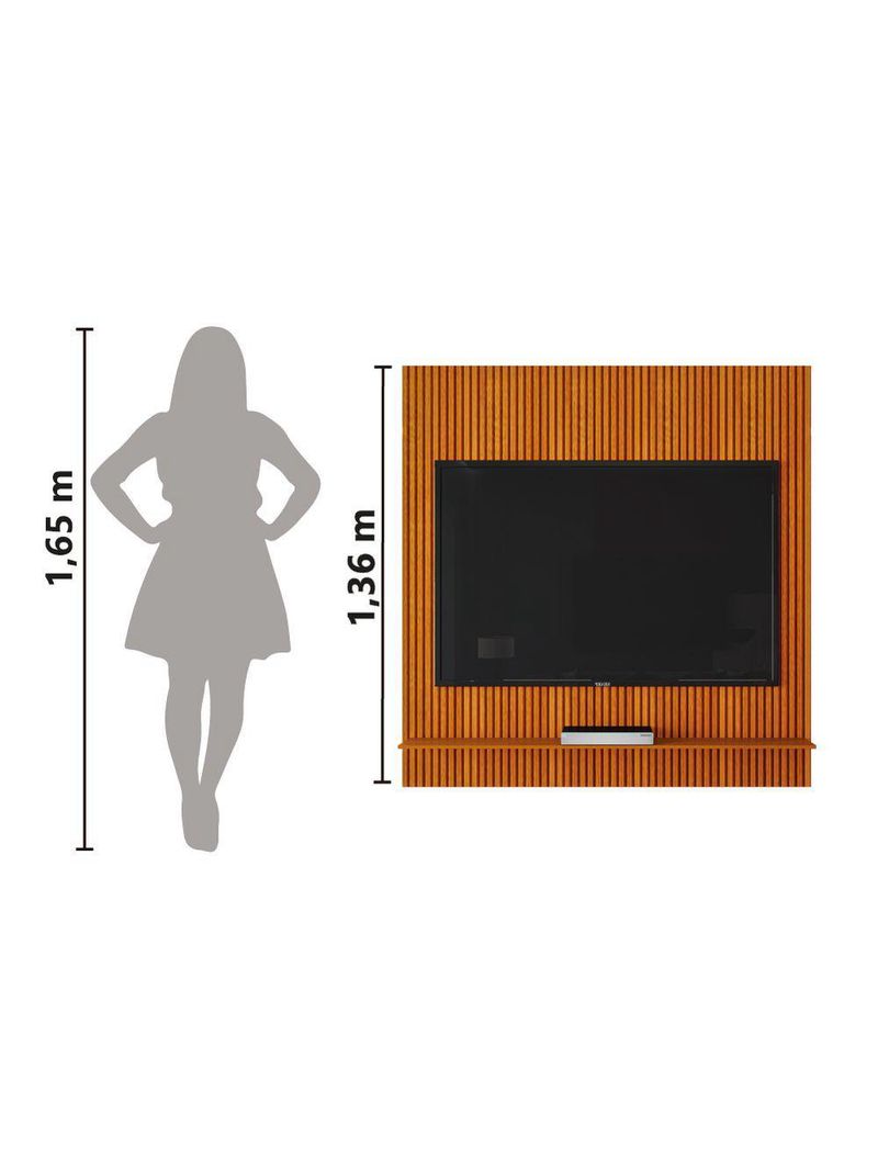 Painel Para Tv Até 55 Polegadas Ripado Impressão 3d Avante 1,34m Cedro Edn