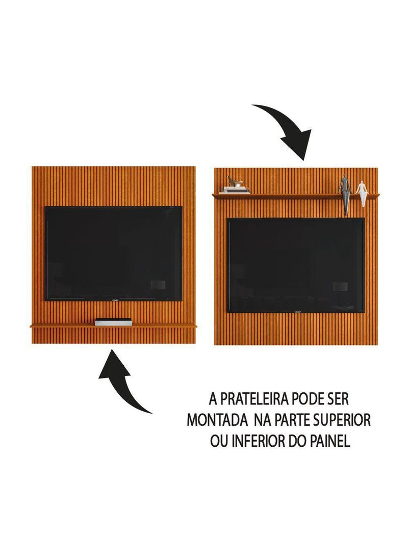 Painel Para Tv Até 55 Polegadas Ripado Impressão 3d Avante 1,34m Cedro Edn
