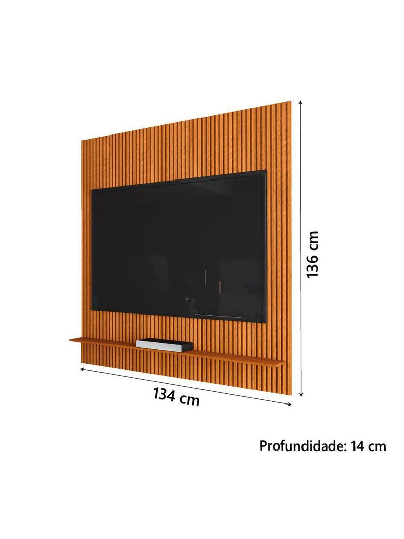 Painel Para Tv Até 55 Polegadas Ripado Impressão 3d Avante 1,34m Cedro Edn