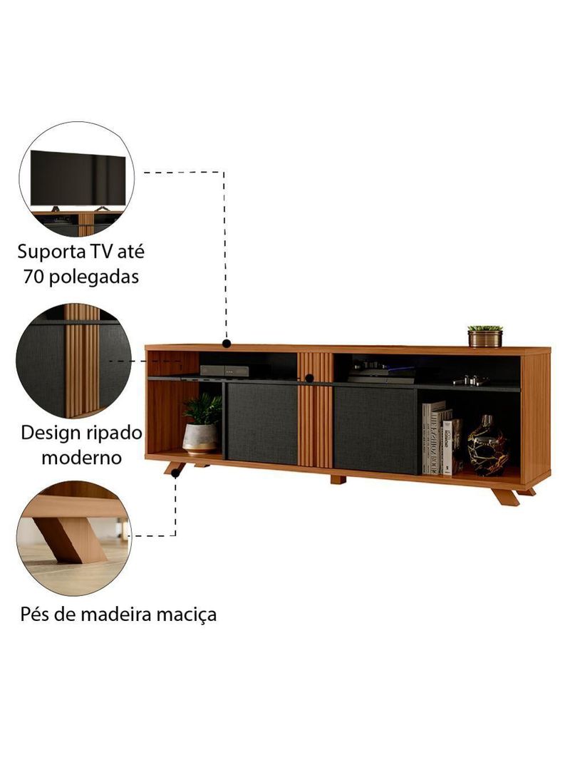 Rack Bancada Para Tv Até 70 Polegadas 1,80M Nt 1290