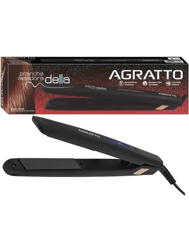 Prancha Alisadora Della PA-03 30W Preta Agratto Bivolt