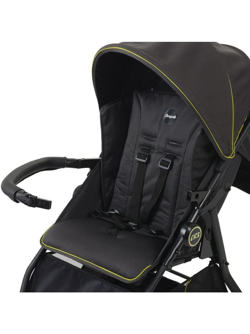 Carrinho de Bebê Burigotto CR3 - de 0 até 15kg - para Passeio - Cinza Escuro com Neon