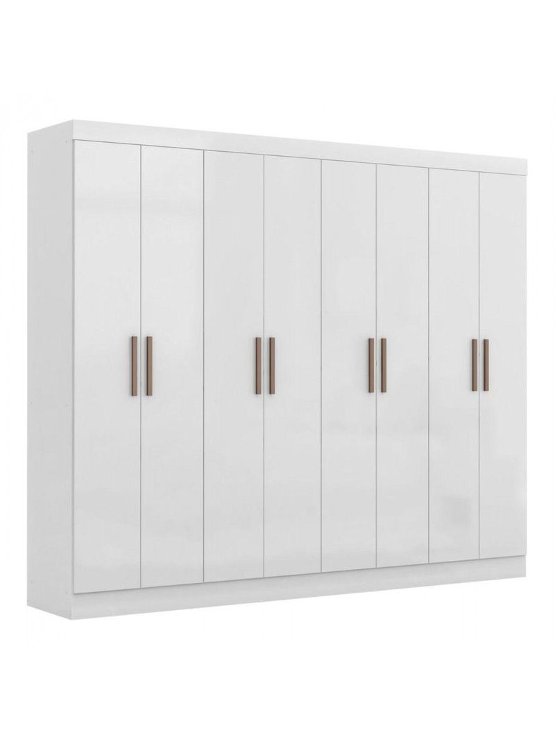 Guarda-Roupa Casal Paris 8 Portas MDP Branco Brilho | Maxel