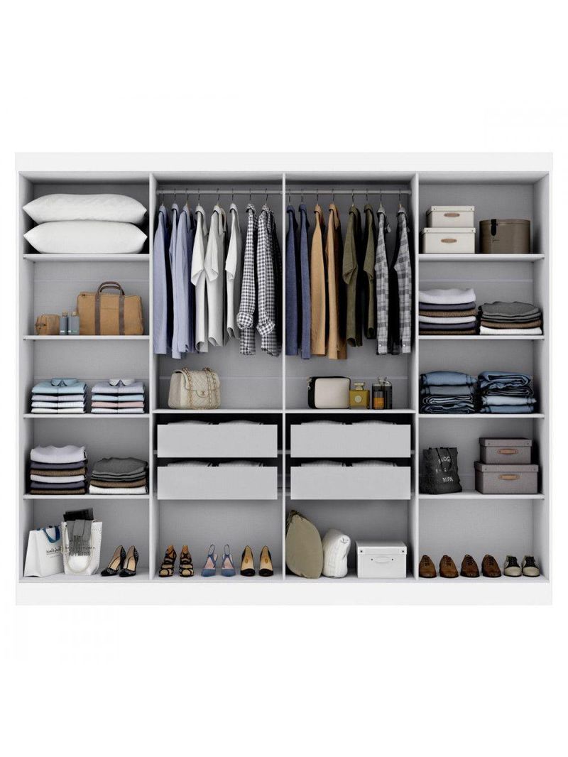 Guarda-Roupa Casal Paris 8 Portas MDP Branco Brilho | Maxel