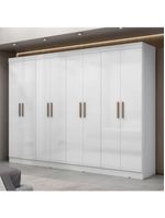 Guarda-Roupa Casal Paris 8 Portas MDP Branco Brilho | Maxel