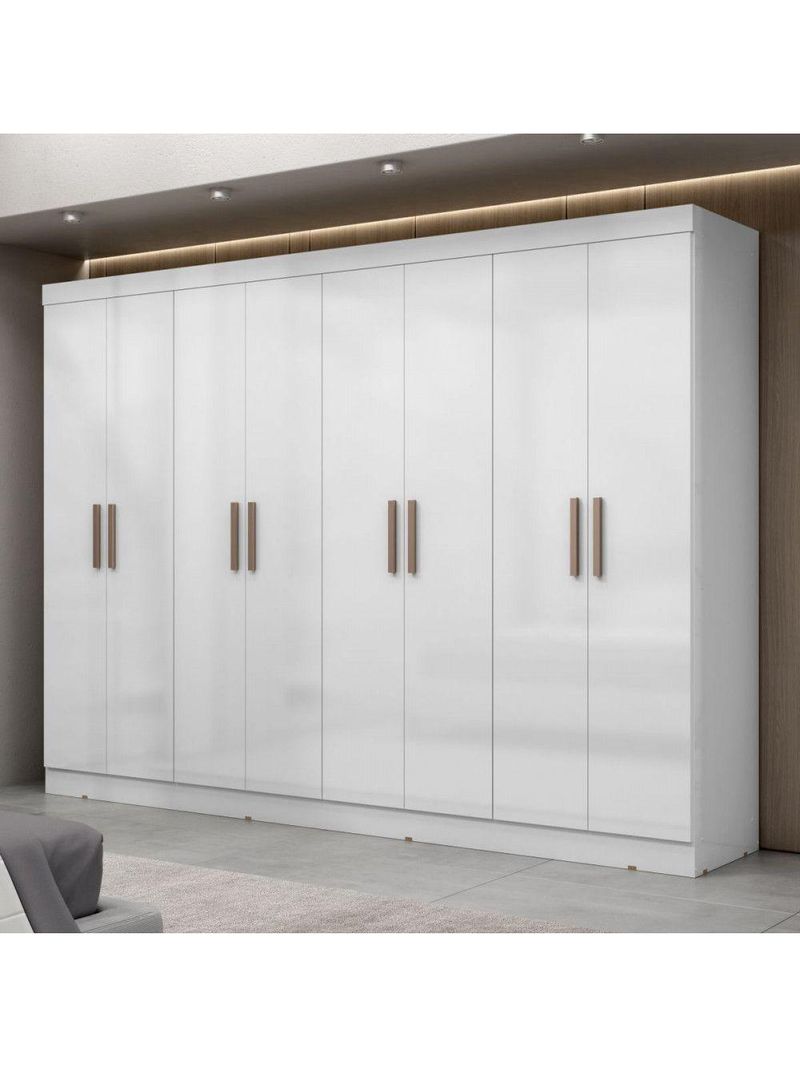 Guarda-Roupa Casal Paris 8 Portas MDP Branco Brilho | Maxel