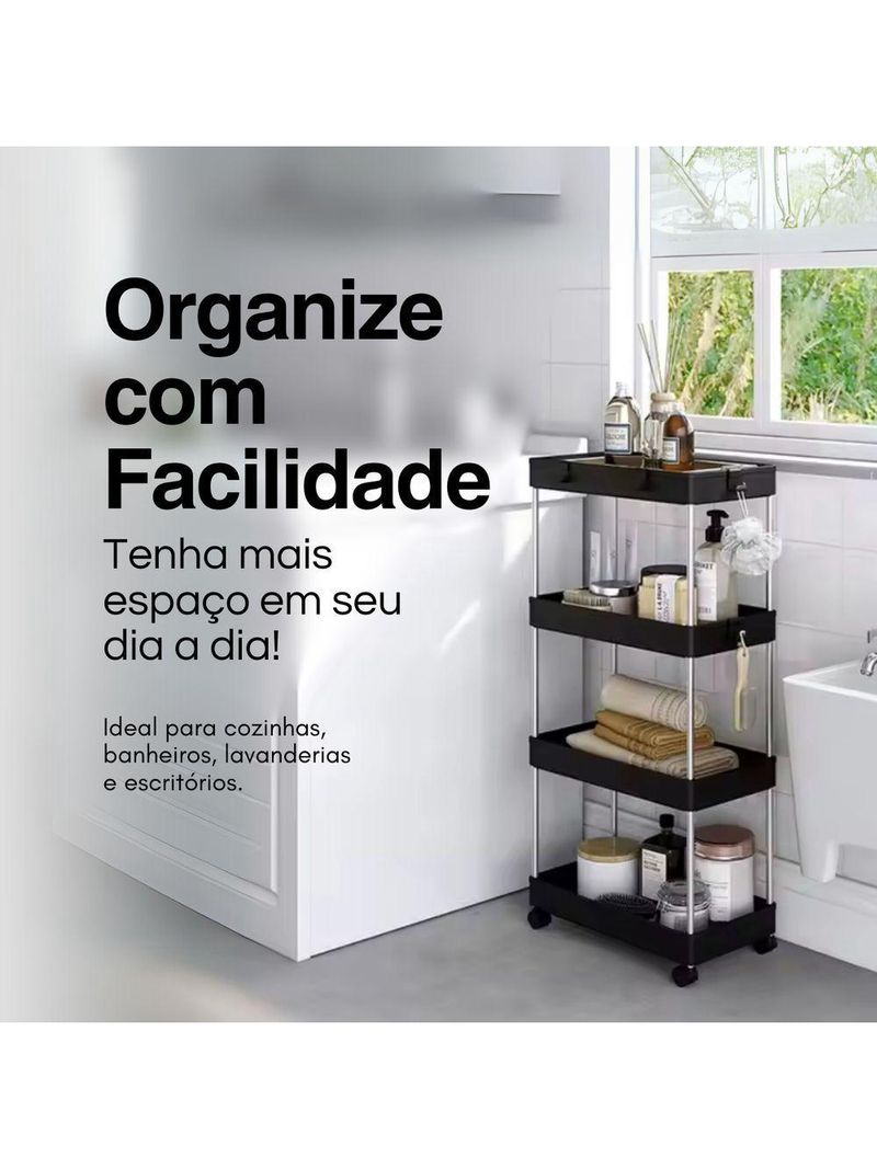 Estante Organizadora Móvel 4 Andares Prateleiras Com Rodízios