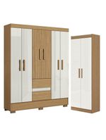 Guarda Roupa Casal Coimbra 2005138 E Armário Multiuso 2000191 Atacama Off White - Aramóveis