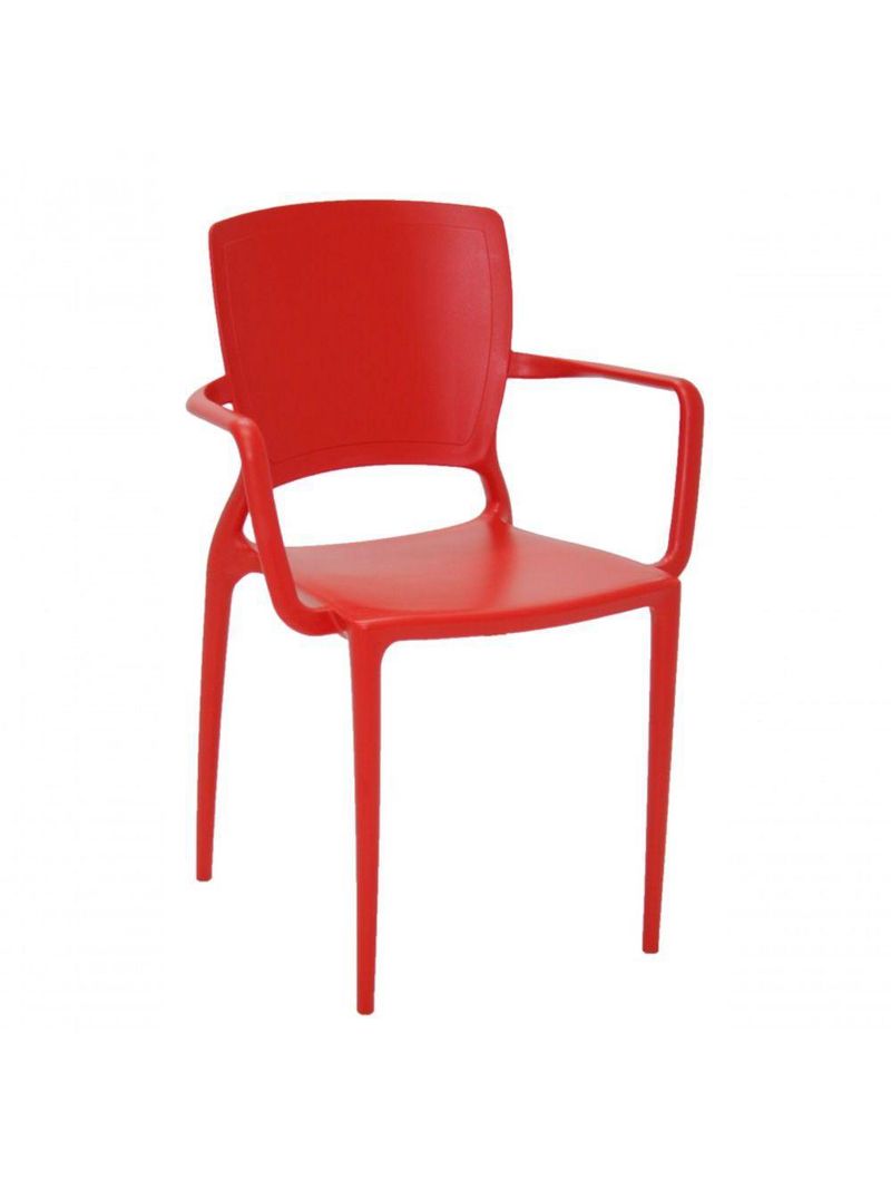 Cadeira Sofia Encosto Fechado com Braço Vermelha Tramontina