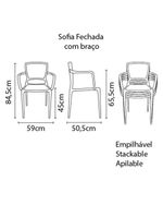 Cadeira Sofia Encosto Fechado com Braço Vermelha Tramontina