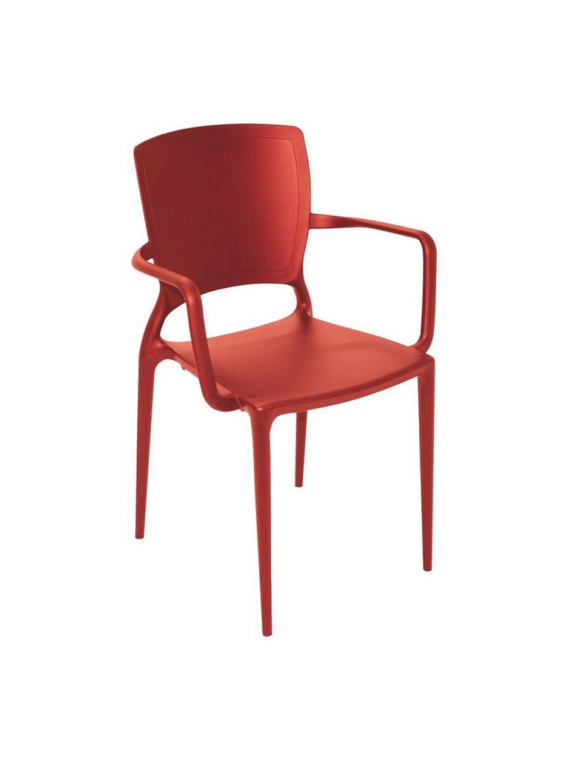 Cadeira Sofia Encosto Fechado com Braço Vermelha Tramontina