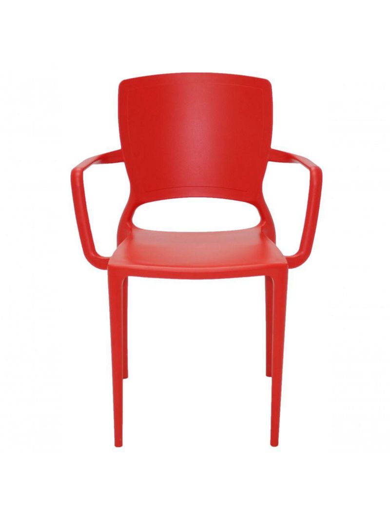 Cadeira Sofia Encosto Fechado com Braço Vermelha Tramontina