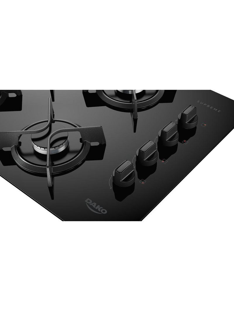 Cooktop Dako Supreme 4 Bocas Tripla Chama Preto Bivolt
