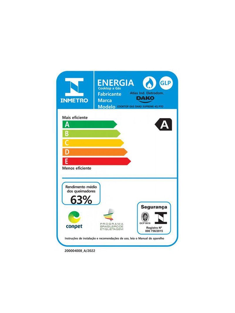 Cooktop Dako Supreme 4 Bocas Tripla Chama Preto Bivolt