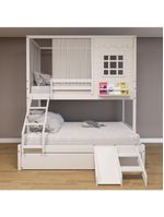 Treliche Casinha Reta Casal Escorregador Cortina Branco