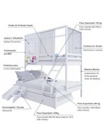 Treliche Casinha Reta Casal Escorregador Cortina Branco