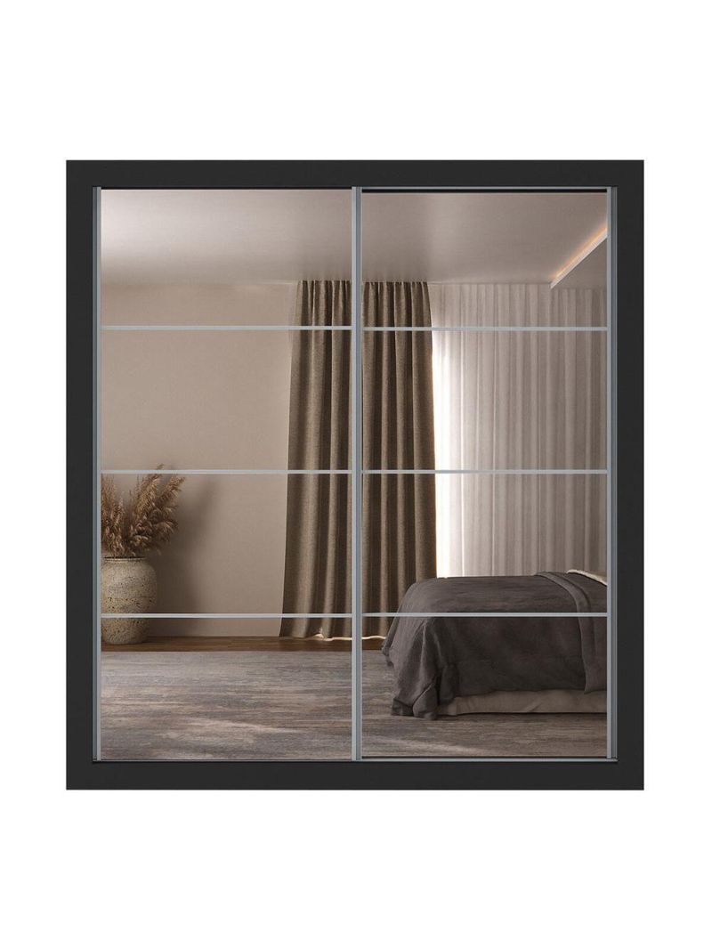 Guarda-roupas Casal Com Espelho 2 Portas De Correr 4 Gavetas Malibu Multimóveis Mp4273 Preto Preto