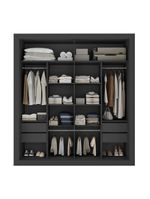 Guarda-roupas Casal Com Espelho 2 Portas De Correr 4 Gavetas Malibu Multimóveis Mp4273 Preto Preto