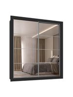 Guarda-roupas Casal Com Espelho 2 Portas De Correr 4 Gavetas Malibu Multimóveis Mp4273 Preto Preto