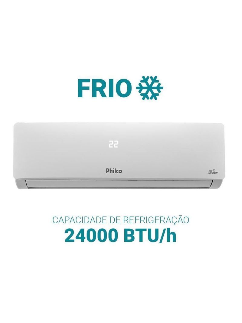 Ar Condicionado Split Philco Hi Wall Inverter 24000 Btu/h Frio Monofásico Branco PAC24FB 220V