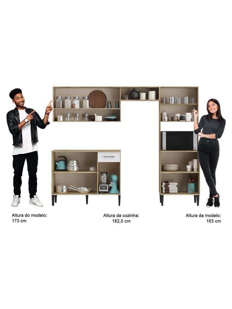 Armário Cozinha Compacta Arizona Essence Carraro - Carvalho-branco Carvalho-branco