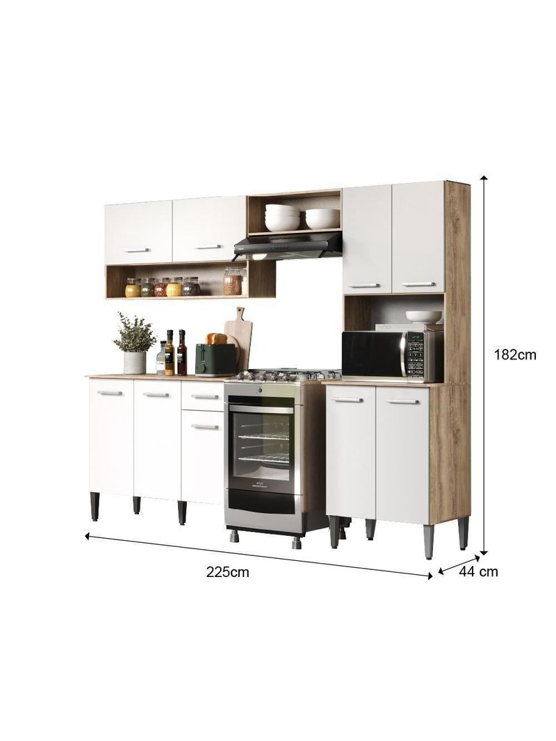 Armário Cozinha Compacta Arizona Essence Carraro - Carvalho-branco Carvalho-branco