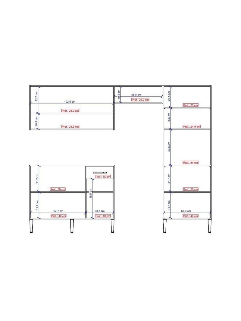 Armário Cozinha Compacta Arizona Essence Carraro - Carvalho-branco Carvalho-branco