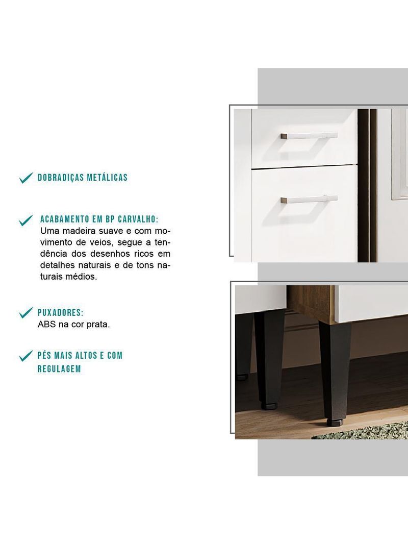 Armário Cozinha Compacta Arizona Essence Carraro - Carvalho-branco Carvalho-branco