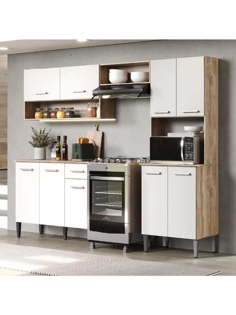 Armário Cozinha Compacta Arizona Essence Carraro - Carvalho-branco Carvalho-branco