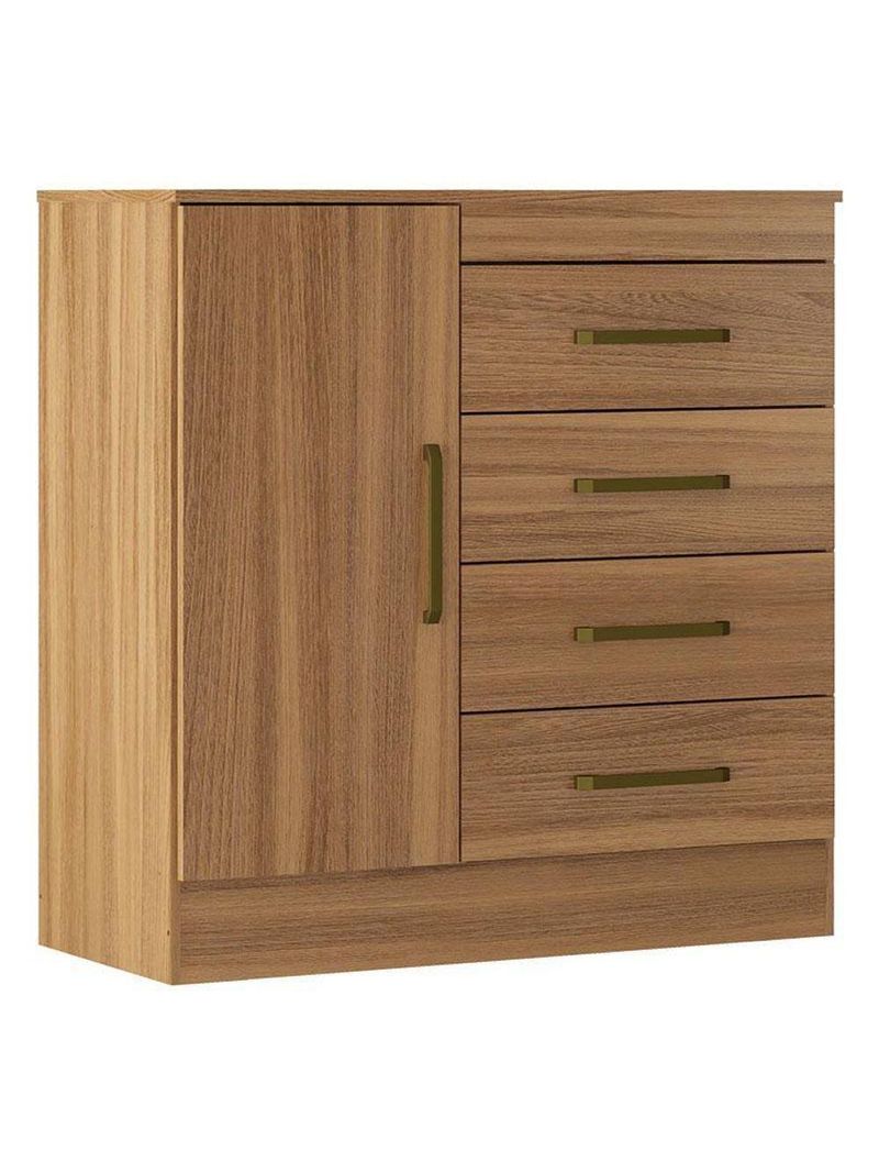 Cômoda Montevidéu e Guarda Roupa Casal Prático Amêndola Touch - Demóbile