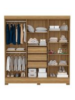 Cômoda Montevidéu e Guarda Roupa Casal Prático Amêndola Touch - Demóbile