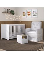 Berço 3x1 Com Poltrona De Amamentação E Puff Multimóveis Mp4082 Branco Branco