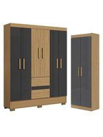 Guarda Roupa Casal Coimbra 2005138 E Armário Multiuso 2000191 Atacama Grafite - Aramóveis