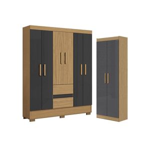 Guarda Roupa Casal Coimbra 2005138 E Armário Multiuso 2000191 Atacama Grafite - Aramóveis