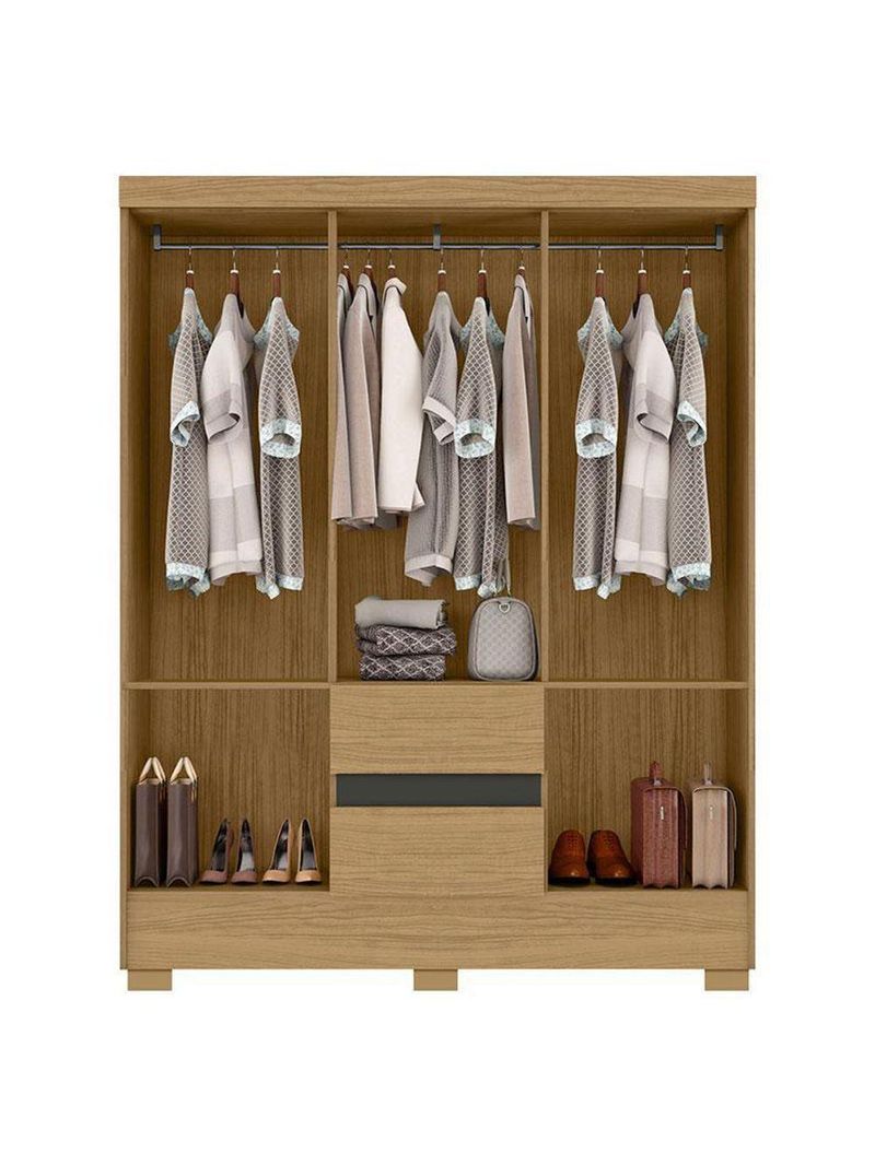 Guarda Roupa Casal Coimbra 2005138 E Armário Multiuso 2000191 Atacama Grafite - Aramóveis