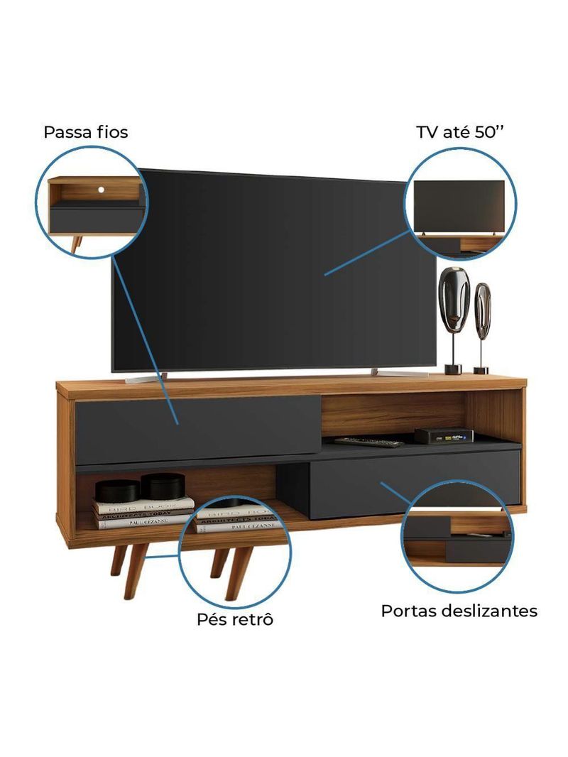 Rack Bancada Para Tv Até 50 Polegadas Nt1180 Notável Preto