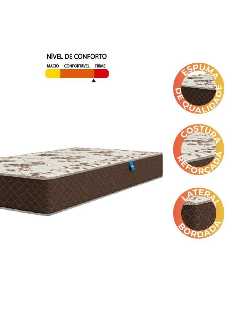 Colchão Solteiro Espuma D33 Marquês 88x188x19cm Marrom Umaflex - Suporta Até 90kg Por Pessoa