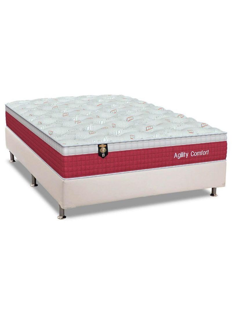 Cama Box Casal: Colchão Molas Ensacadas Orthoflex MasterPocket Agility Confort + Base CRC Courano White (138x188)