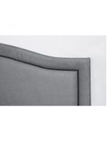 Cabeceira Queen Curva Luxo 160x60 Suede Cinza - Tachas Fumê