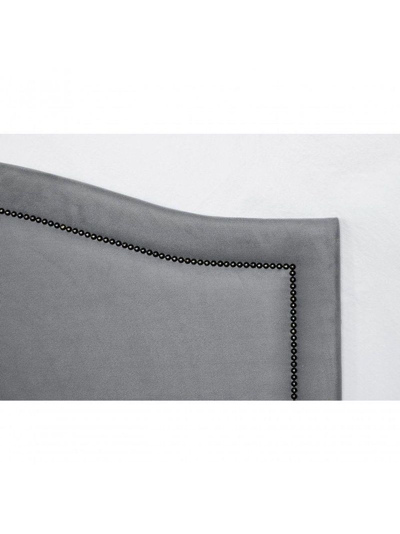 Cabeceira Queen Curva Luxo 160x60 Suede Cinza - Tachas Fumê