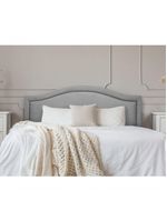 Cabeceira Queen Curva Luxo 160x60 Suede Cinza - Tachas Fumê