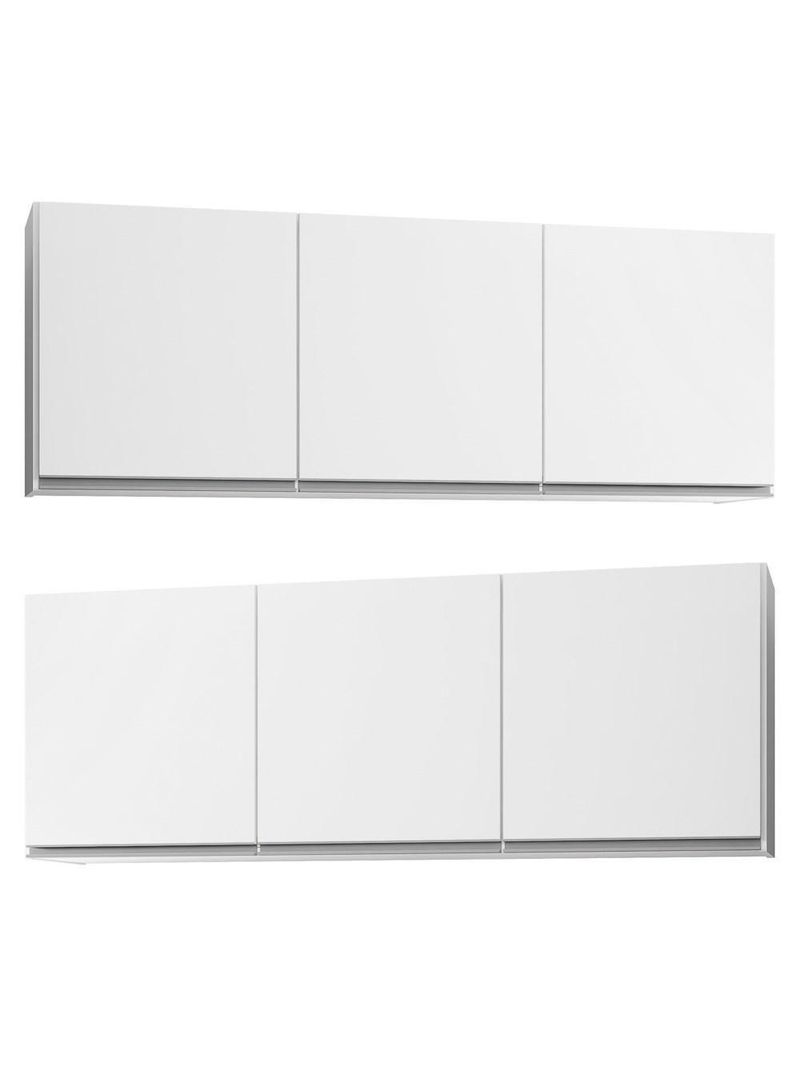 Kit 2 Armários Aéreos 150Cm 3 Portas Argélia Branco - Lumil