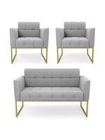 Kit 1 Sofá Namoradeira E 2 Poltronas Elisa  Base Metálica