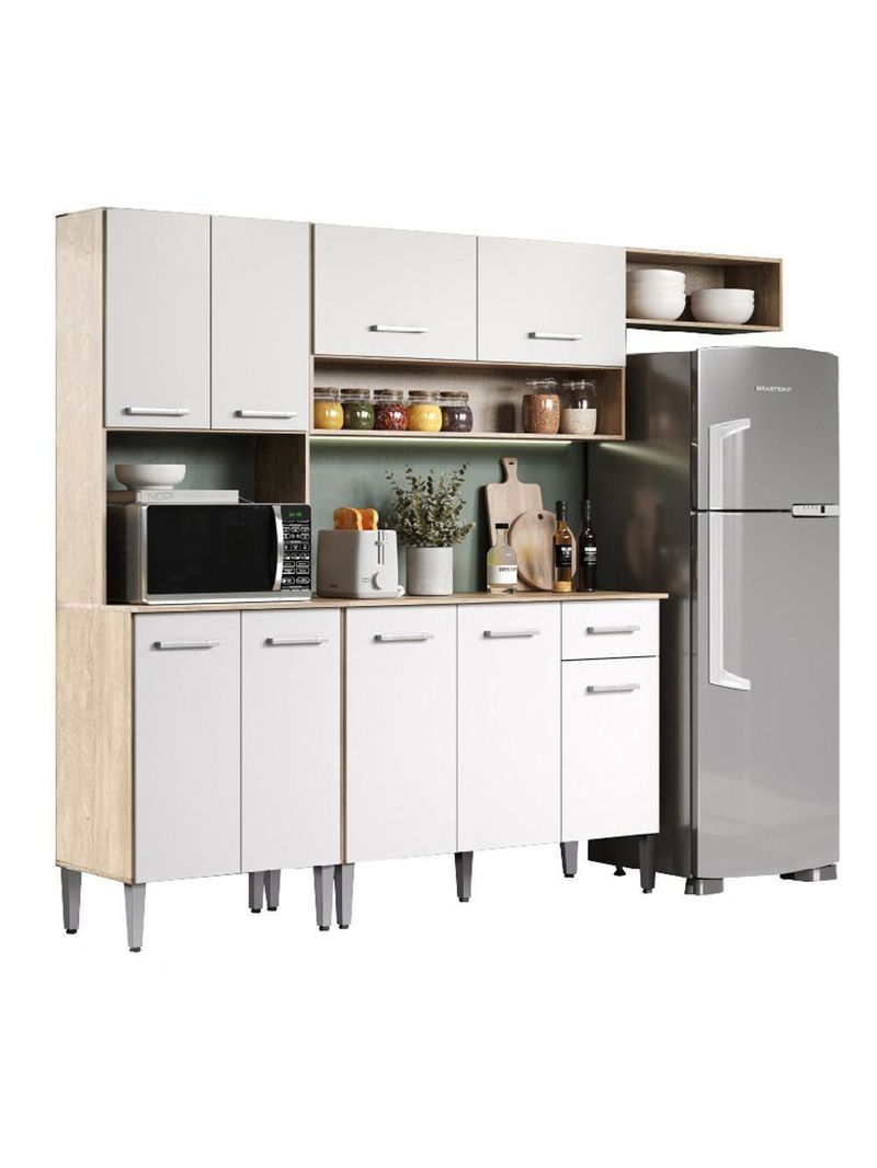 Armário Cozinha Compacta Arizona Smart Carraro - Carvalho/branco Carvalho/branco