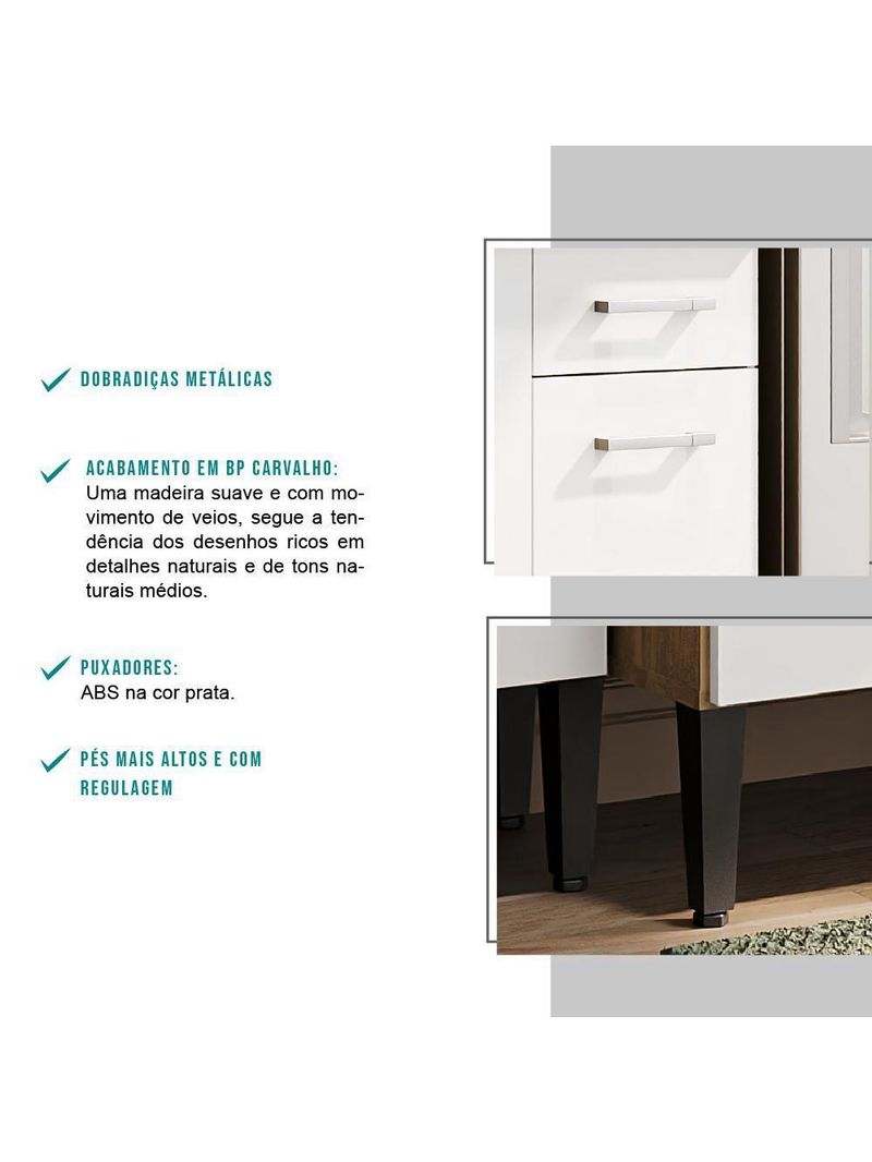 Armário Cozinha Compacta Arizona Smart Carraro - Carvalho/branco Carvalho/branco